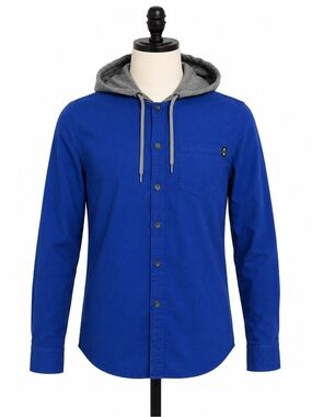 Oakley Hooded Button-Up Shirt Blue Gray Long Sleeve Men’s Medium M